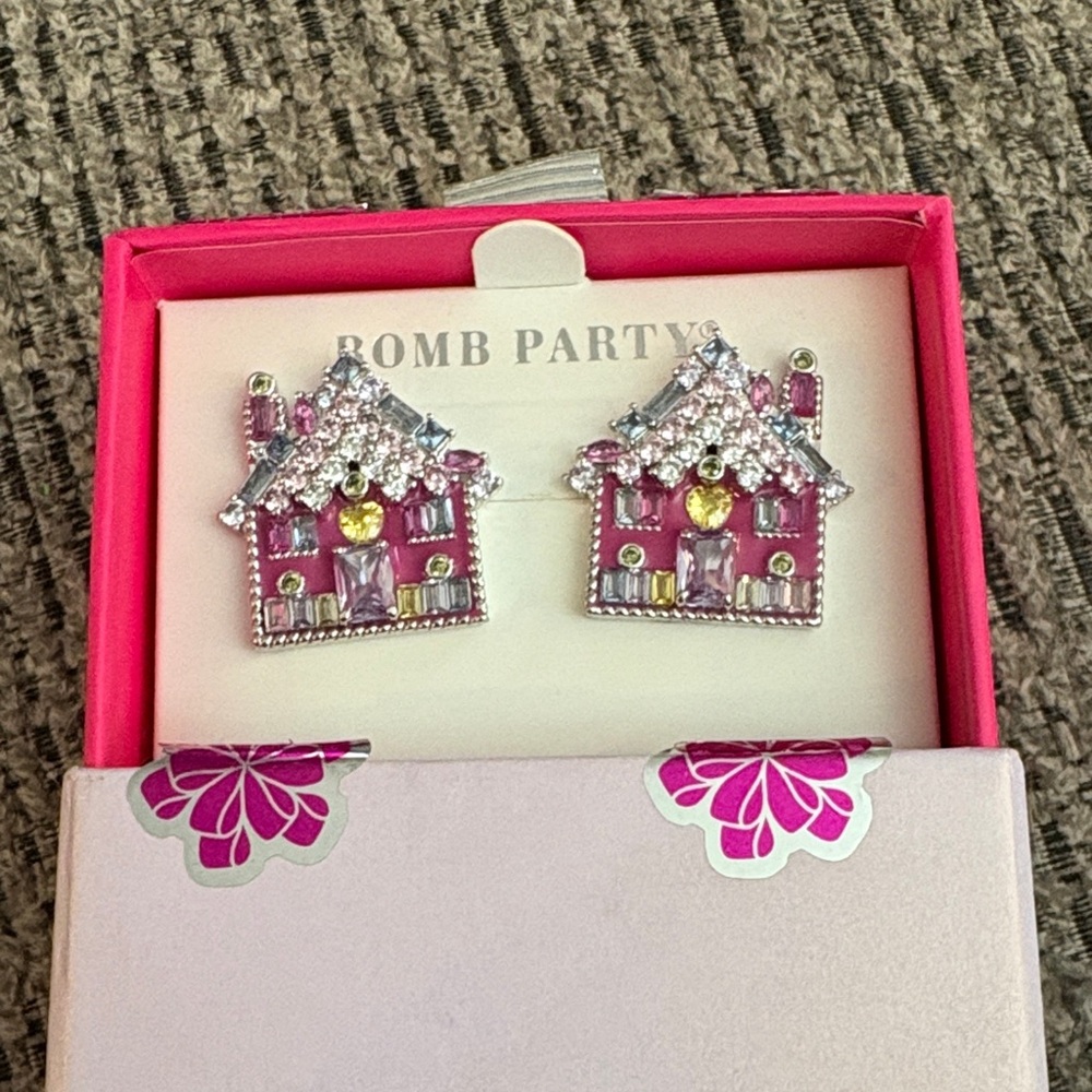 Bomb Party Pink and Silver Statement Earrings
